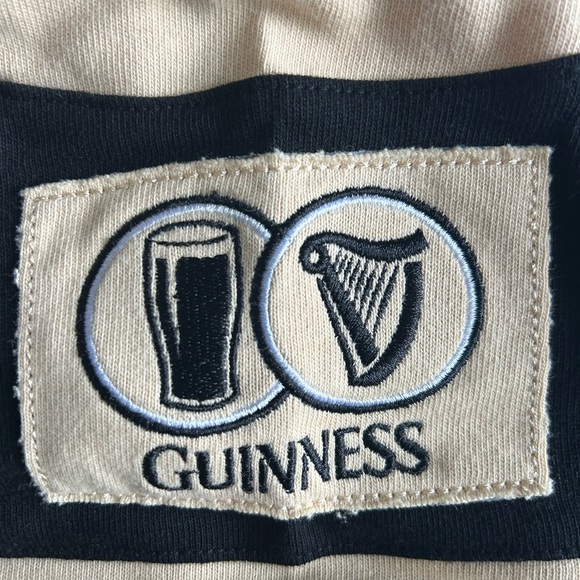 Guinness Black and Cream Striped Men's Shirt sporty vintage size large new - Picture 3 of 7